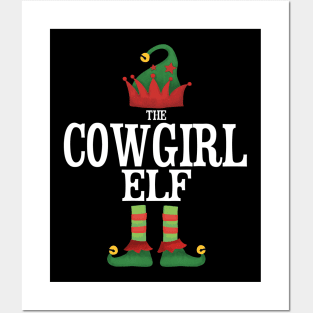 Cowgirl Elf Matching Family Group Christmas Party Pajamas Posters and Art